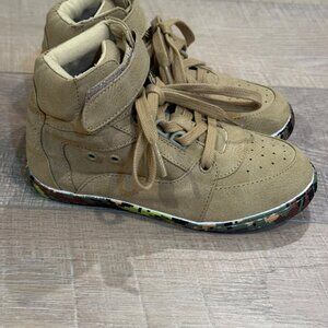 DEZZYS BOYS BROWN HIGH TOP SNEAKERS BOOT SHOES SIZE 11